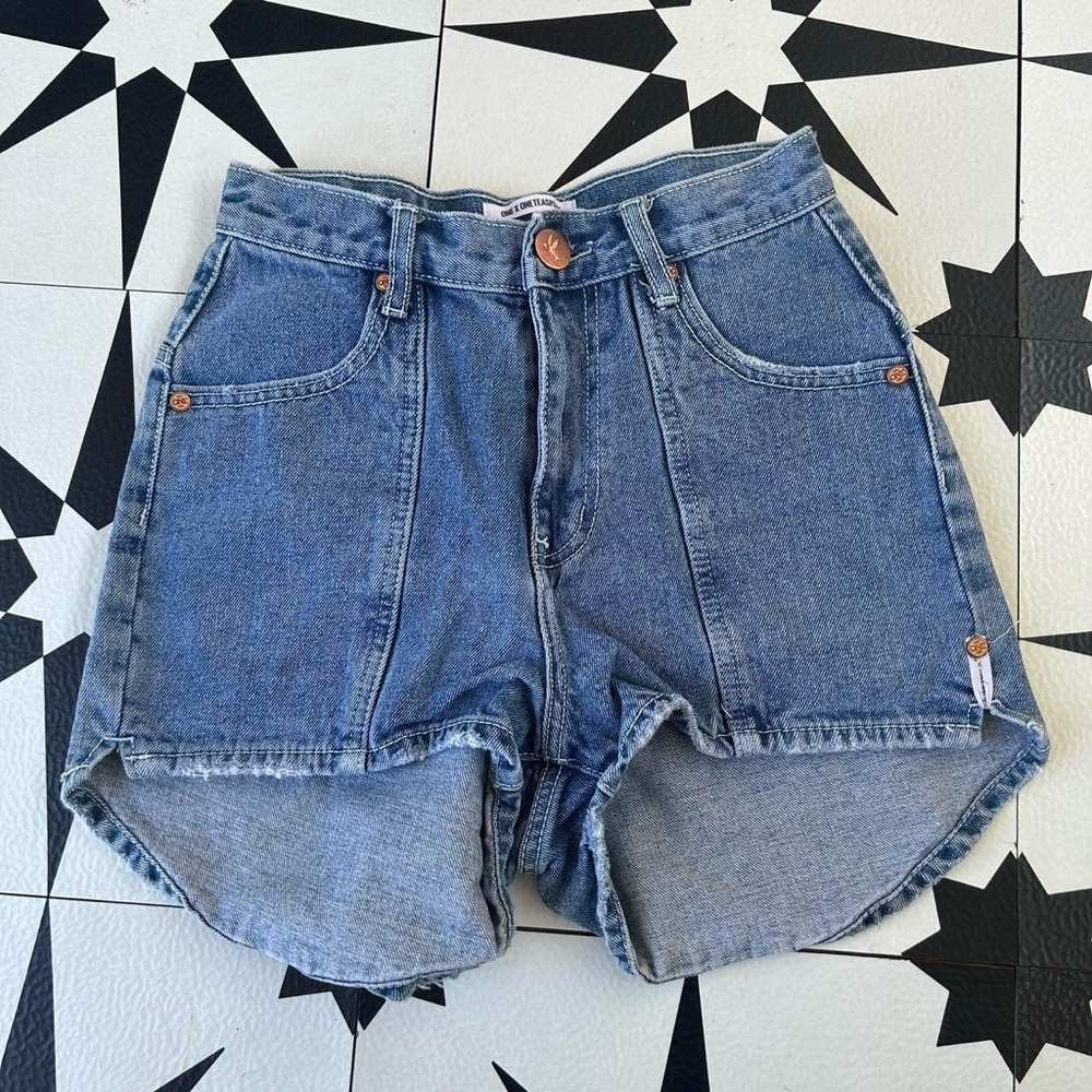 One x One Teaspoon Shorts 25-26" waist high waist blue jeans